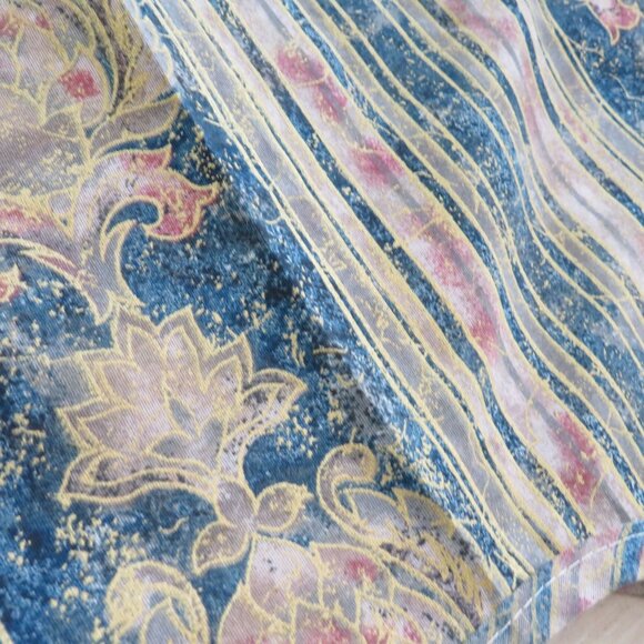 New Vintage JCPenney Valance Curtain Scalloped Blue Floral Stripe Pattern USA - Picture 5 of 11